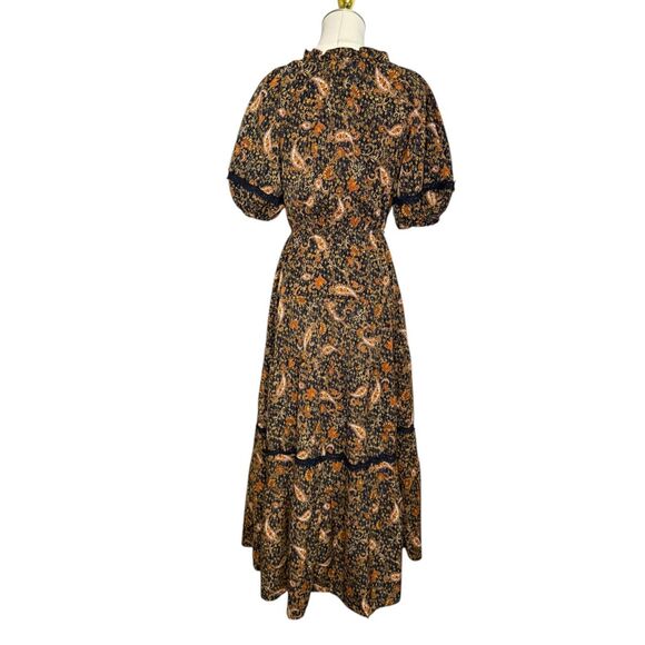 SOLD🚫 Anthropologie By the River Women’s Small Floral Puff Sleeve Midi Dress - Picture 11 of 13